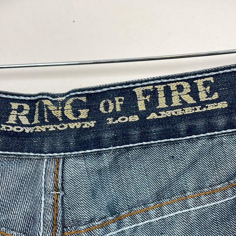 Ring Of Fire Slim Straight Jeans Mens 32/32 Blue Denim 5 Pocket Relaxed Pants - Picture 8 of 8
